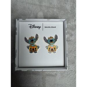Disney x BaubleBar Stitch Pumpkin Halloween Drop Earrings NIB